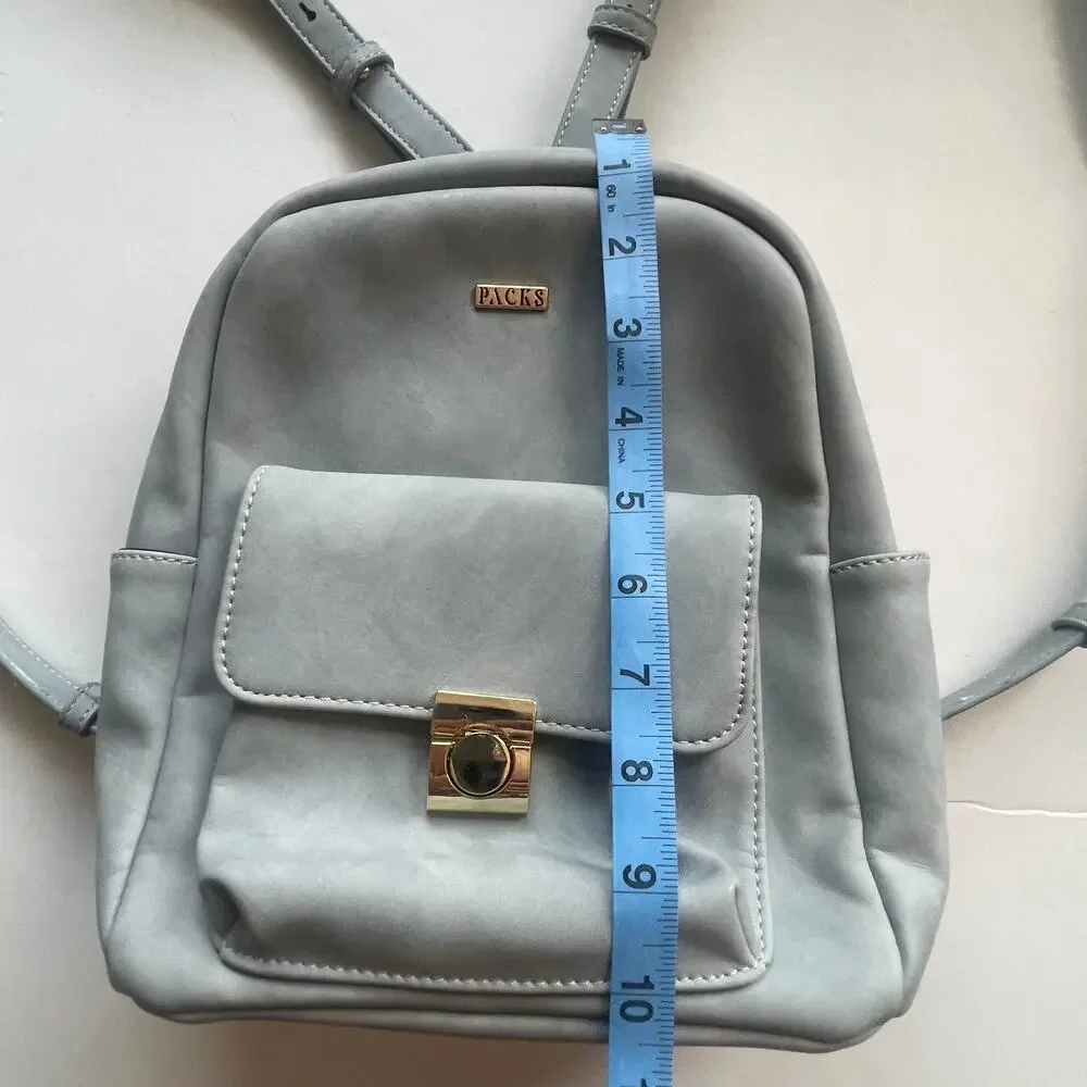 Packs Project Light Blue Faux Leather Backpack with Velvet Lining Casual Bag